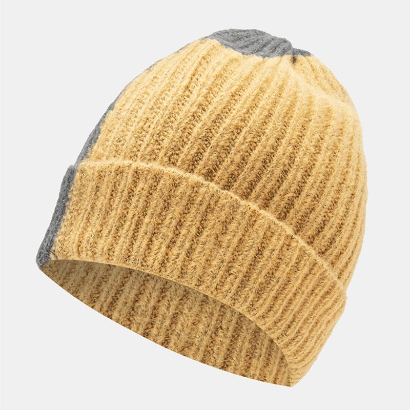 Unisex Zimowy Dopasowany Kolor Prosta Dzianinowa CZapka Outdoor Casual All-match Elastyczna Ochrona Słuchu Ciepła CZapka Typu Beanie