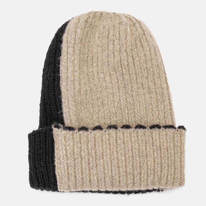 Unisex Zimowy Dopasowany Kolor Prosta Dzianinowa CZapka Outdoor Casual All-match Elastyczna Ochrona Słuchu Ciepła CZapka Typu Beanie