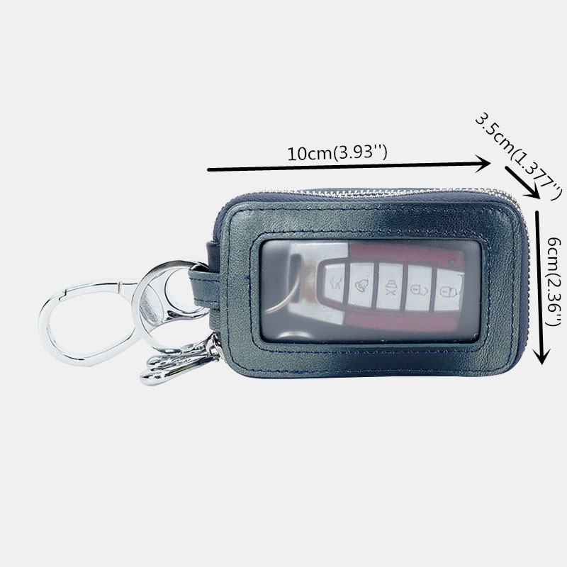 Unsiex Prawdziwa Skóra Podwójny Zamek Wiszący Tkany Wzór Car Key Case Holder Brelok Portfel