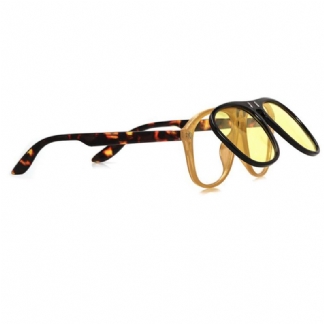 Uv400 Unisex Retro Osobowość Metalowa Ramka Okulary Przeciwsłoneczne Z Klapką
