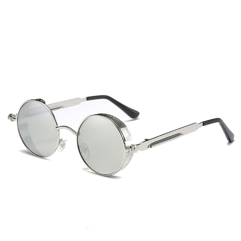Uv400 Vintage Steampunk Okrągłe Lustrzane Soczewki Okulary Outdoor Sport Hisper Okulary Dla Mężczyzn Kobiet