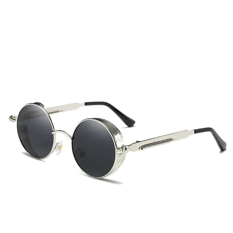 Uv400 Vintage Steampunk Okrągłe Lustrzane Soczewki Okulary Outdoor Sport Hisper Okulary Dla Mężczyzn Kobiet