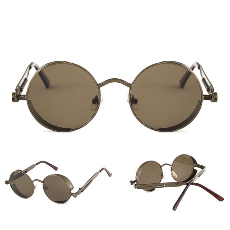 Uv400 Vintage Steampunk Okrągłe Lustrzane Soczewki Okulary Outdoor Sport Hisper Okulary Dla Mężczyzn Kobiet