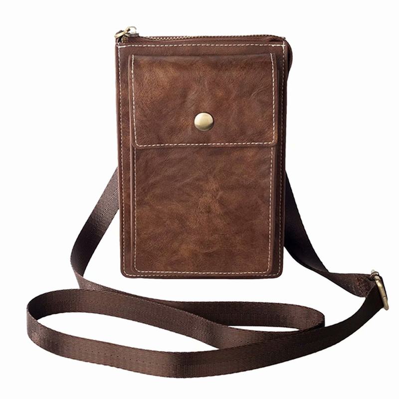 Vintage Casual Podwójny Zamek Błyskawiczny 6 Cali Torba Na Telefon Torba Crossbody Torba Na Talię Dla Mężczyzn