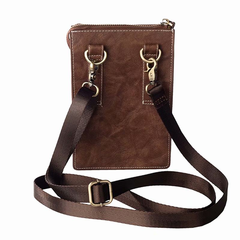 Vintage Casual Podwójny Zamek Błyskawiczny 6 Cali Torba Na Telefon Torba Crossbody Torba Na Talię Dla Mężczyzn