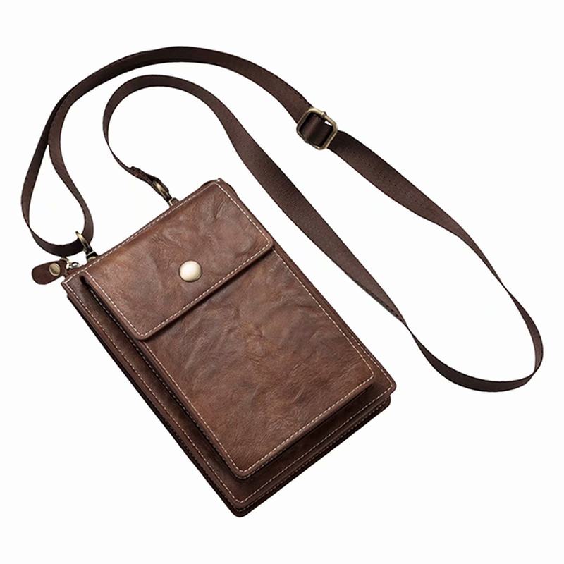 Vintage Casual Podwójny Zamek Błyskawiczny 6 Cali Torba Na Telefon Torba Crossbody Torba Na Talię Dla Mężczyzn