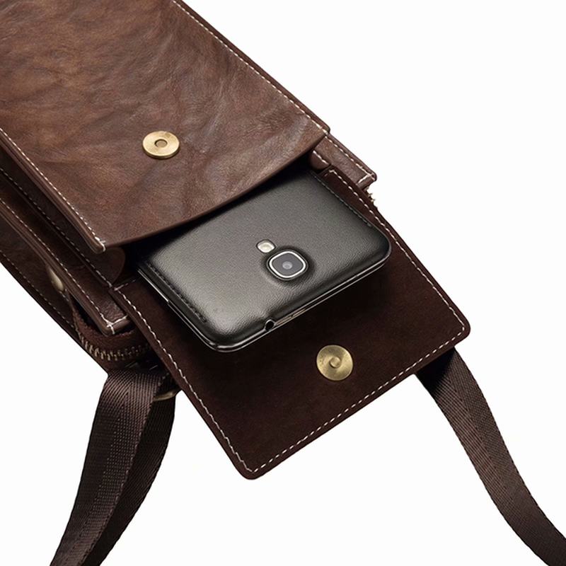 Vintage Casual Podwójny Zamek Błyskawiczny 6 Cali Torba Na Telefon Torba Crossbody Torba Na Talię Dla Mężczyzn