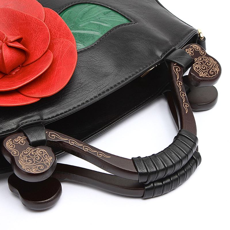 Vintage Moda Pu Leather Rose Ozdobna Torebka Crossbody Torba Dla Kobiet