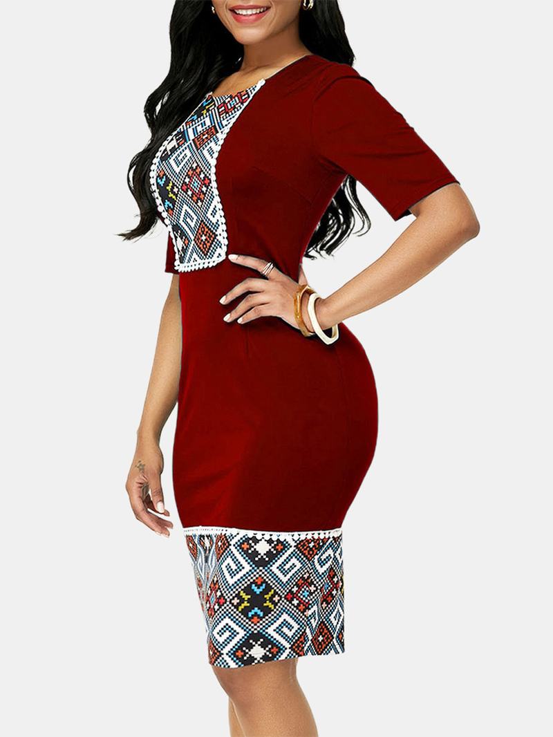 Wąska Sukienka Bodycon W Stylu Vintage W Stylu Etnicznym