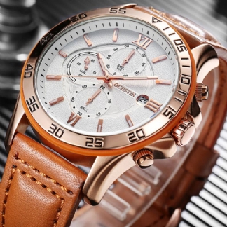 Wielofunkcyjny Chronograf Męski Zegarek Na Rękę Zegarki Kwarcowe W Stylu Biznesowym