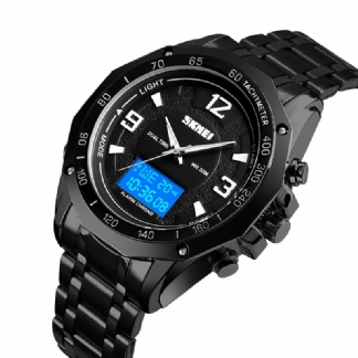 Wielofunkcyjny Kalendarz Świetlny El 3atm Business Męskie Watch Dual Display Digital Watch