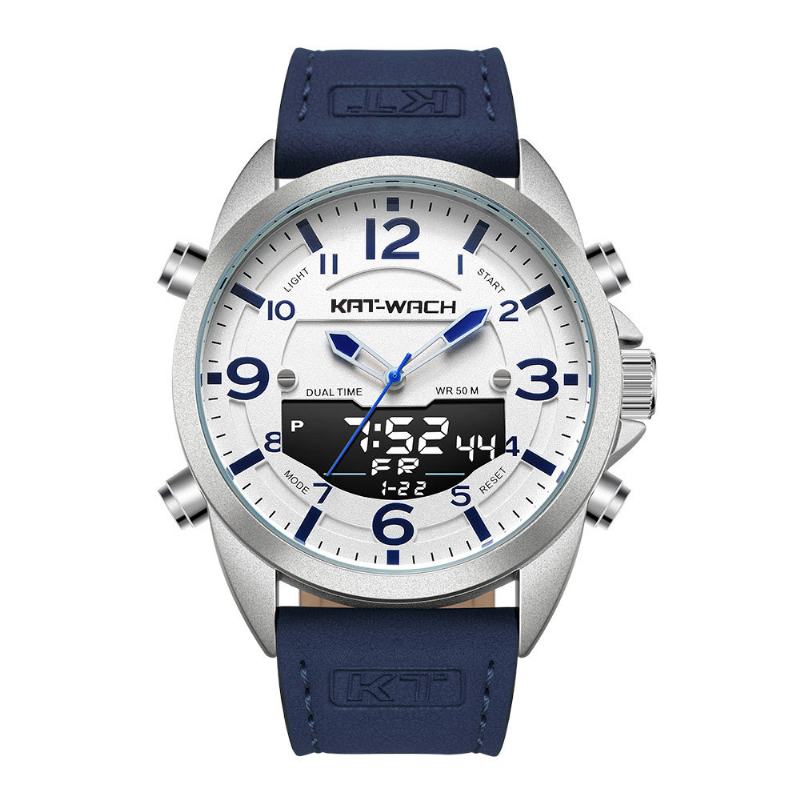 Wielofunkcyjny Modny Zegarek Cyfrowy Luminous Led Display Chronograph Kalendarz Budzik 5atm Wodoodporny Zewnętrzny Zegarek Z Podwójnym Wyświetlaczem