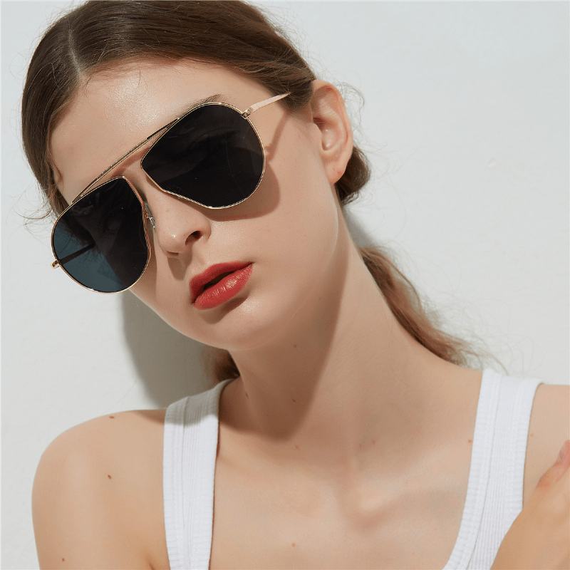 Wielokątne Okulary Przeciwsłoneczne Z Dużą Ramą Metalowe Okulary Przeciwsłoneczne Dla Kobiet