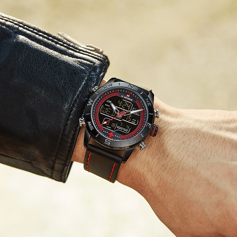 Wodoodporny Zegarek Z Podwójnym Wyświetlaczem Led Chronograph Cyfrowy Zegarek