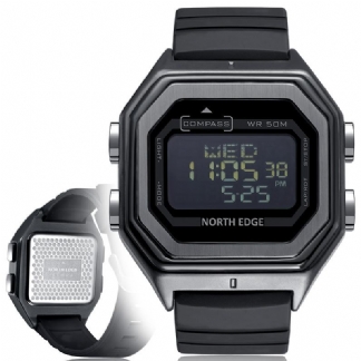 Wojskowy Sportowy Odkryty Wielofunkcyjny Kompas Luminous Timing Metal Watch 5atm Wodoodporny Męski Zegarek Cyfrowy