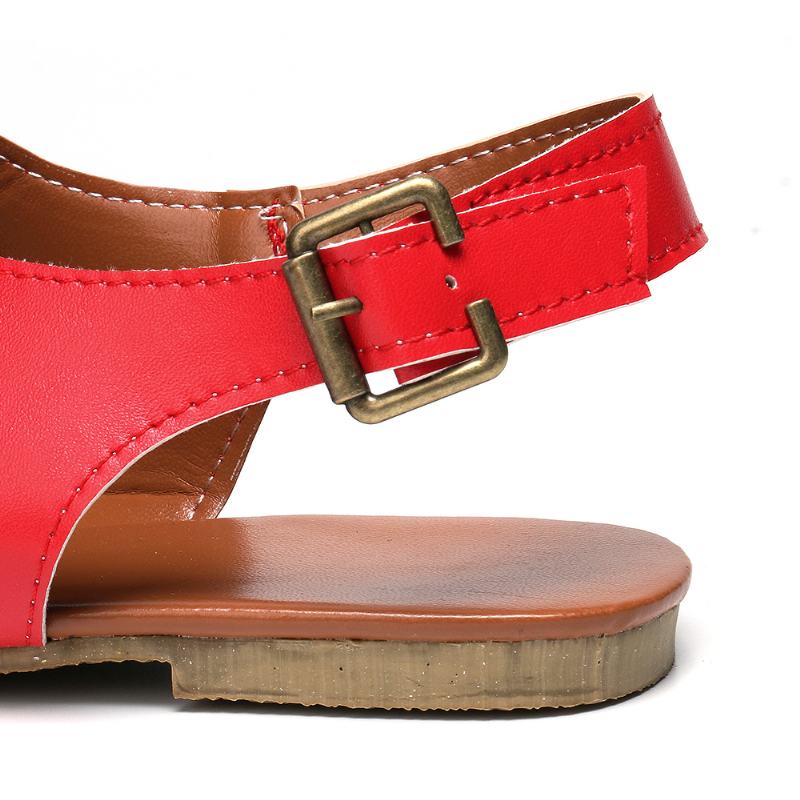 Wome Beach Peep Toe Cross Buckle Płaskie Sandały