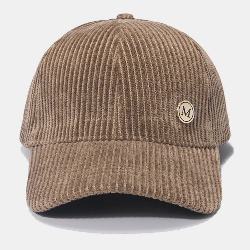 Womne Sztruksowa Ciepła M Badge Osłona Przeciwsłoneczna All-match Casual Baseball Hat