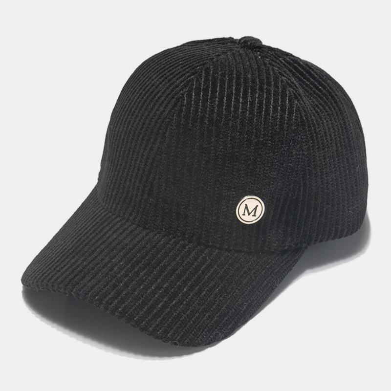 Womne Sztruksowa Ciepła M Badge Osłona Przeciwsłoneczna All-match Casual Baseball Hat