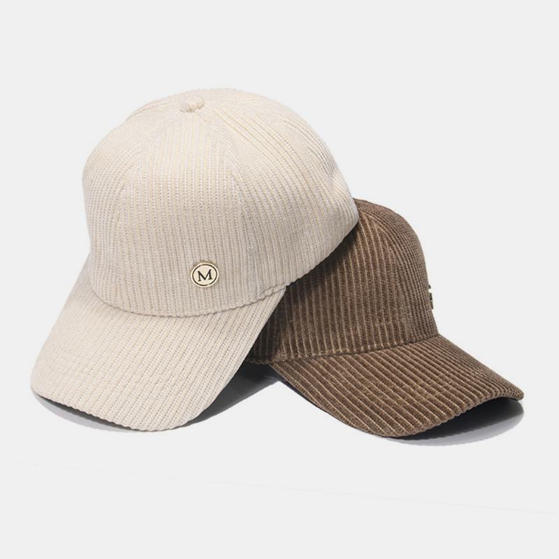 Womne Sztruksowa Ciepła M Badge Osłona Przeciwsłoneczna All-match Casual Baseball Hat