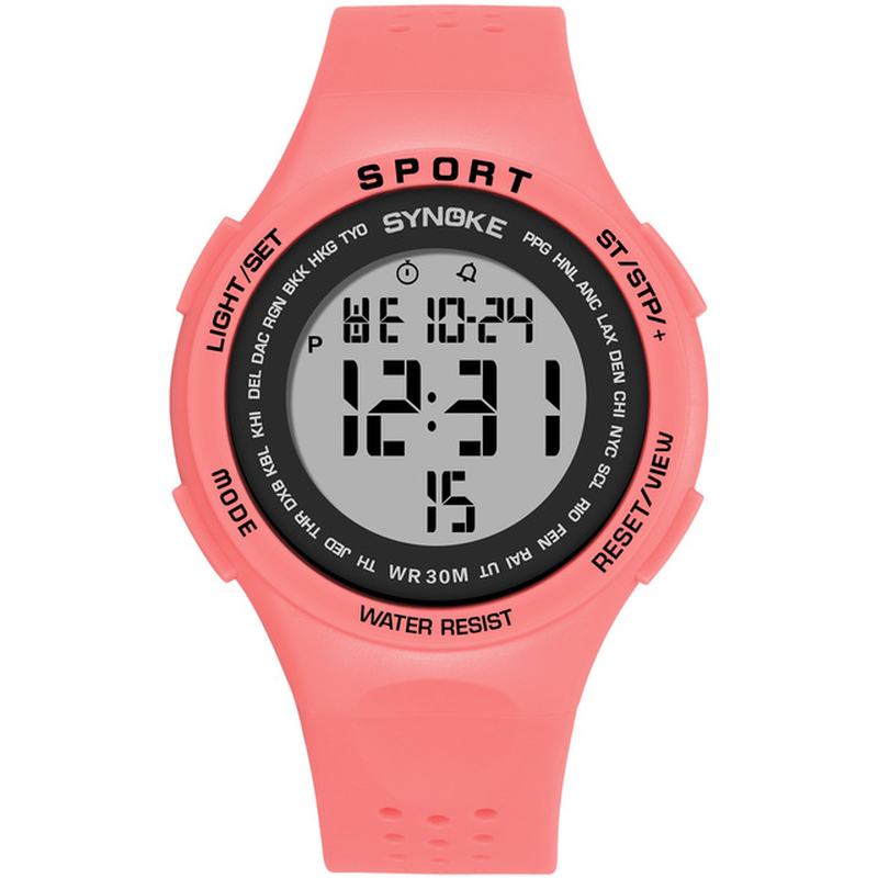 Wyświetlacz El Silikonowy Pasek Zegarek Sportowy 3atm Wodoodporny Zegarek Cyfrowy Dla Studentów
