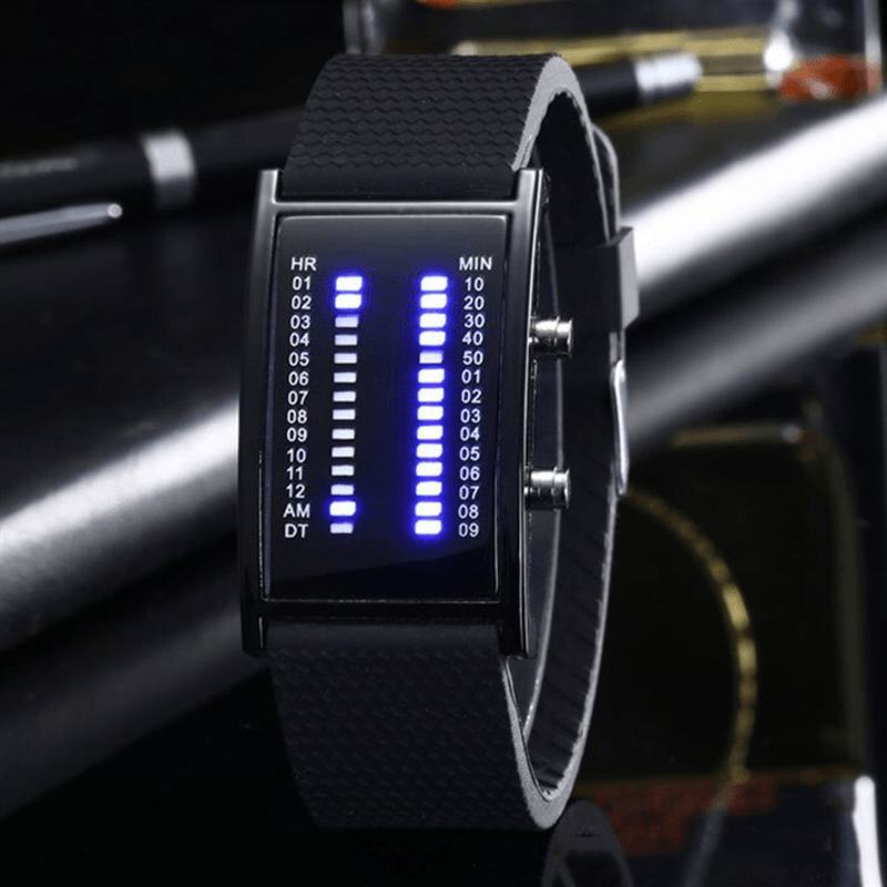 Wyświetlacz Led Męski Zegarek Biznesowy Dwurzędowy Zegarek Cyfrowy Z Kalendarzem Świetlnym
