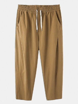 Zaprojektowane Męskie Spodnie Ze Sznurkiem 100% Bawełny Oddychające Jednokolorowe Spodnie Kieszonkowe