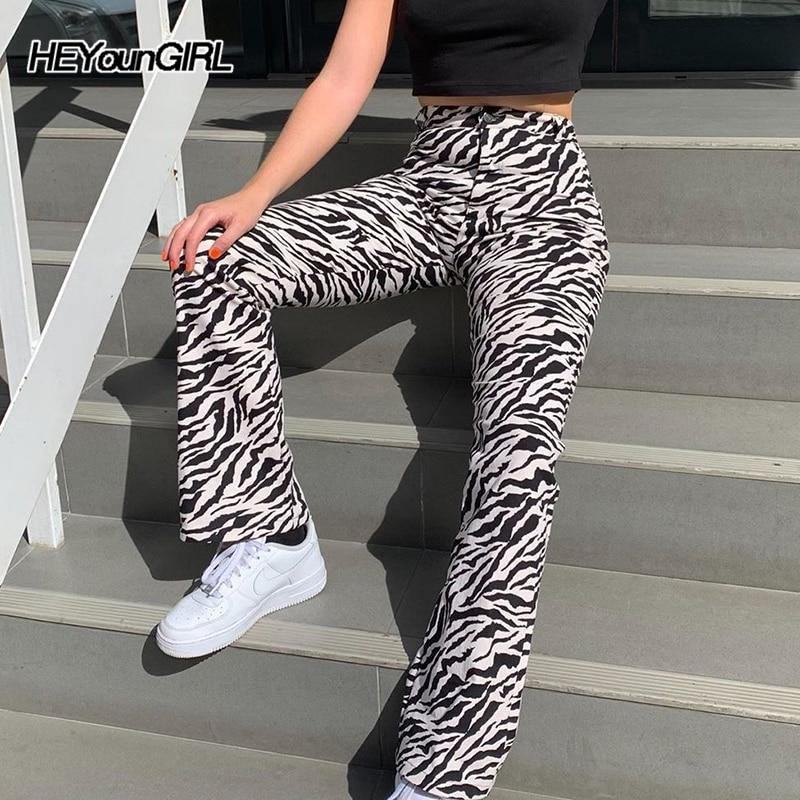 Zebra Z Nadrukiem Zwierzęcym Eleganckie Spodnie Capris Harajuku Spodnie Z Wysokim Stanem Damskie Dorywczo Spodnie Biurowe Damskie Streetwear 2019