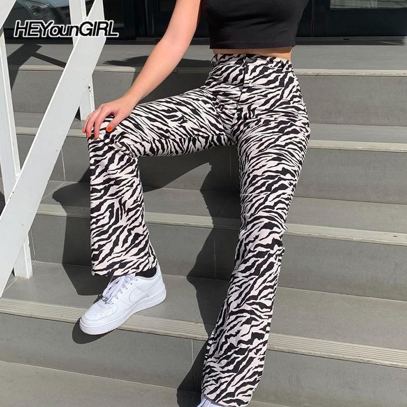 Zebra Z Nadrukiem Zwierzęcym Eleganckie Spodnie Capris Harajuku Spodnie Z Wysokim Stanem Damskie Dorywczo Spodnie Biurowe Damskie Streetwear 2019