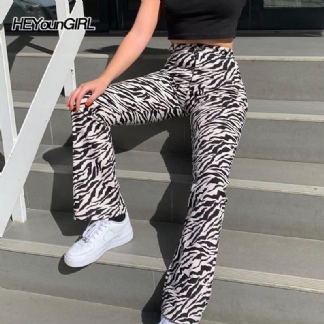 Zebra Z Nadrukiem Zwierzęcym Eleganckie Spodnie Capris Harajuku Spodnie Z Wysokim Stanem Damskie Dorywczo Spodnie Biurowe Damskie Streetwear 2019