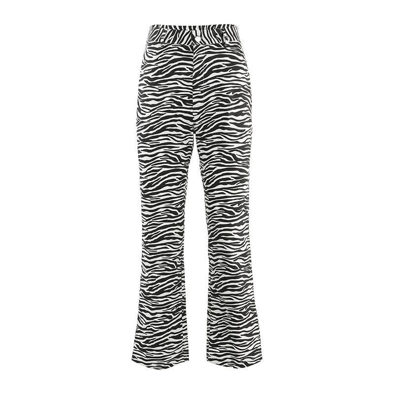 Zebra Z Nadrukiem Zwierzęcym Eleganckie Spodnie Capris Harajuku Spodnie Z Wysokim Stanem Damskie Dorywczo Spodnie Biurowe Damskie Streetwear 2019