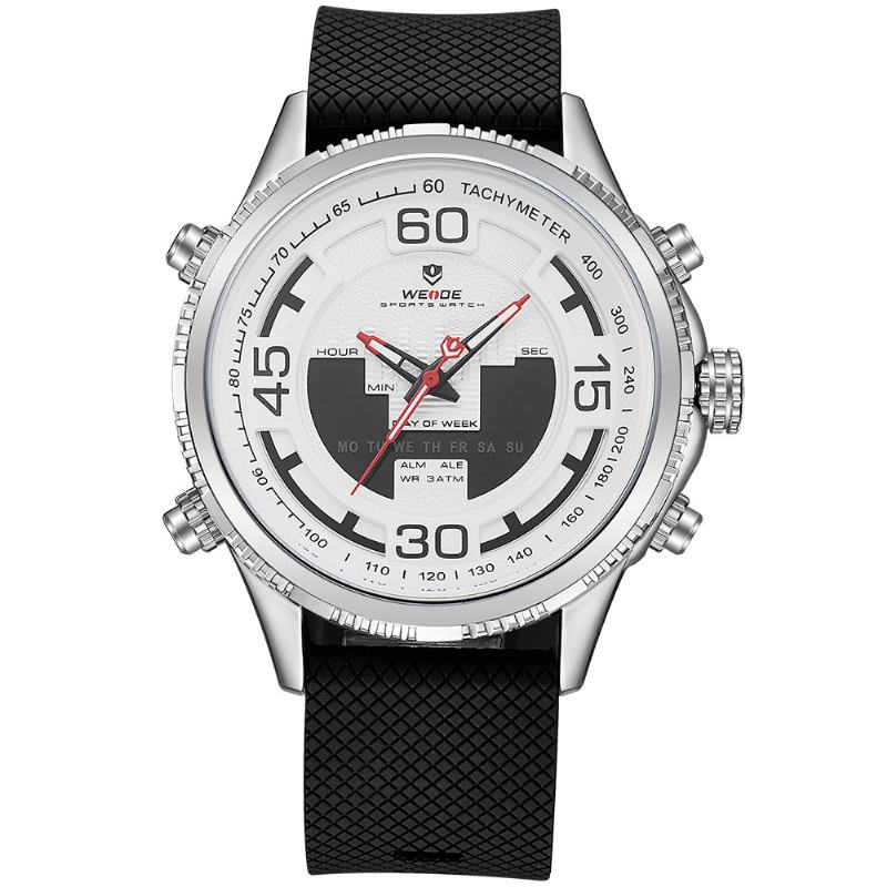 Zegarek Cyfrowy Z Podwójnym Wyświetlaczem Przytulny Pasek Silikonowy Kalendarz Alarmowy Luminous Sport Watch