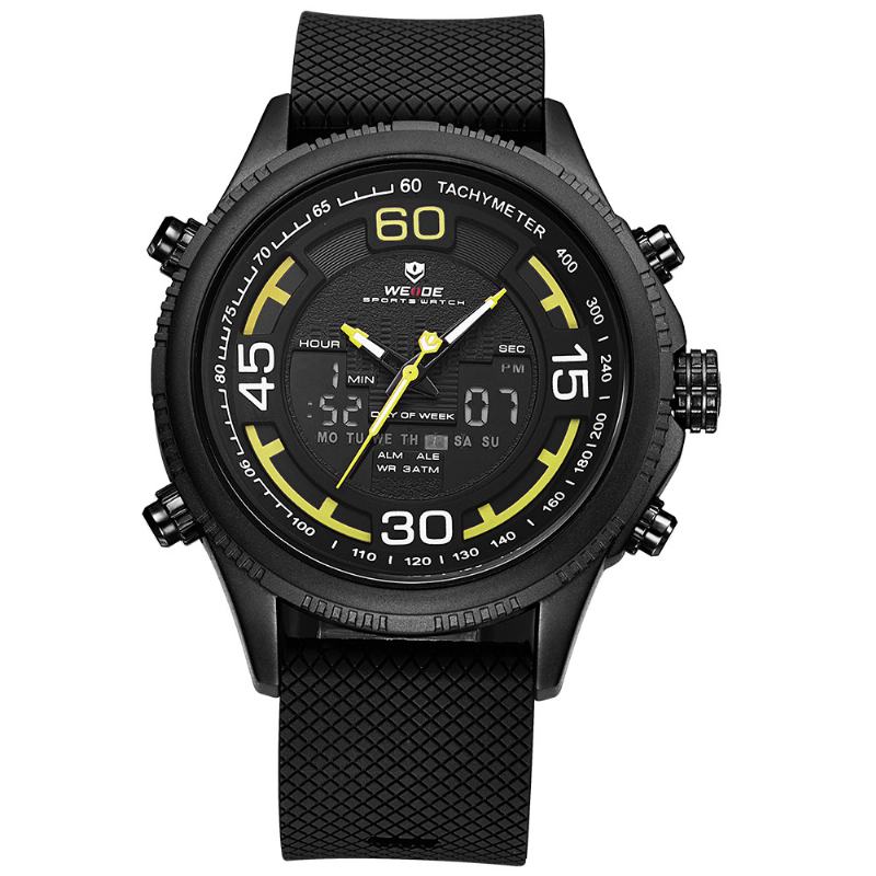 Zegarek Cyfrowy Z Podwójnym Wyświetlaczem Przytulny Pasek Silikonowy Kalendarz Alarmowy Luminous Sport Watch