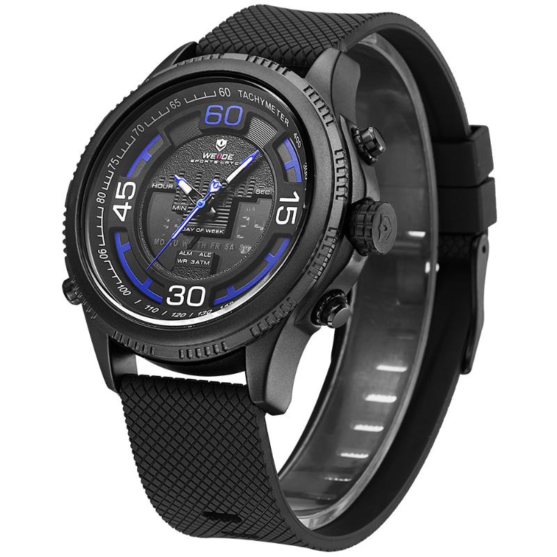 Zegarek Cyfrowy Z Podwójnym Wyświetlaczem Przytulny Pasek Silikonowy Kalendarz Alarmowy Luminous Sport Watch