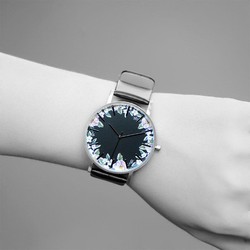 Zegarek Na Rękę Unisex Wyświetlacz Z Obrazem Kwiatowym Zegarek Kwarcowy