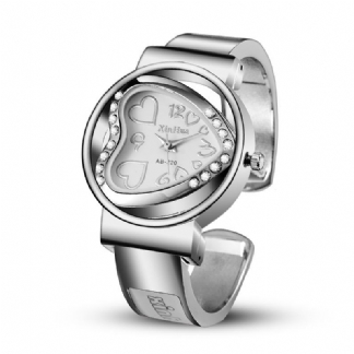 Zegarek W Kształcie Serca Z Pełną Stalową Bransoletką Dla Kobiet Kryształowy Kolorowy Zegarek Kwarcowy