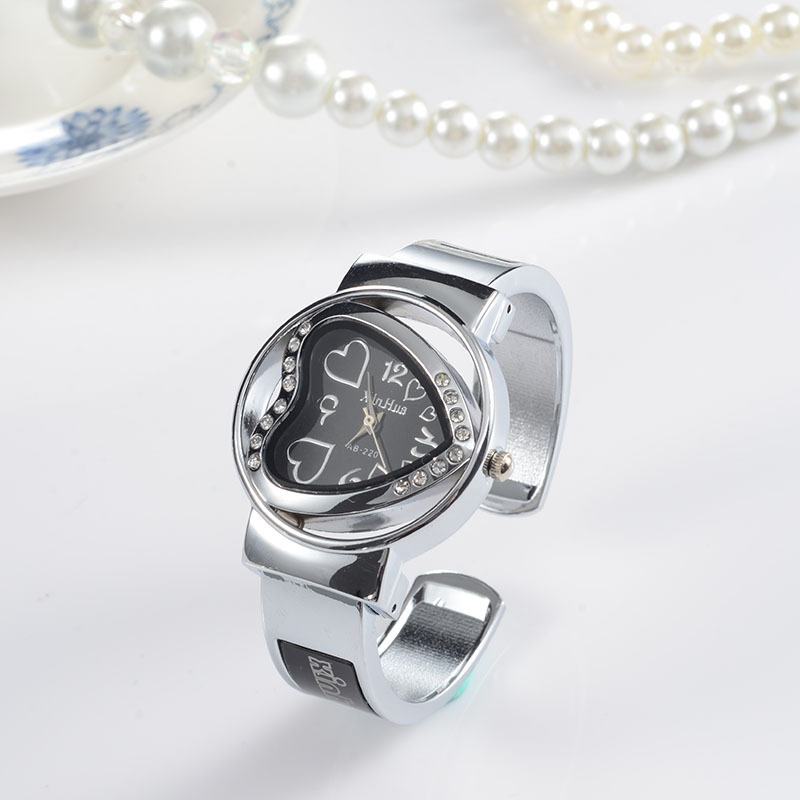 Zegarek W Kształcie Serca Z Pełną Stalową Bransoletką Dla Kobiet Kryształowy Kolorowy Zegarek Kwarcowy
