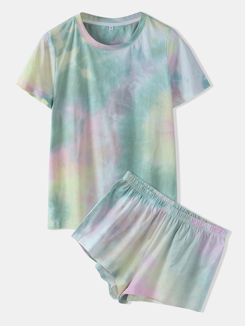 Zestaw Piżam Damskich Tie Dye Dwuczęściowy Zestaw Z Krótkim Rękawem O-neck Softies Letnia Bielizna Nocna