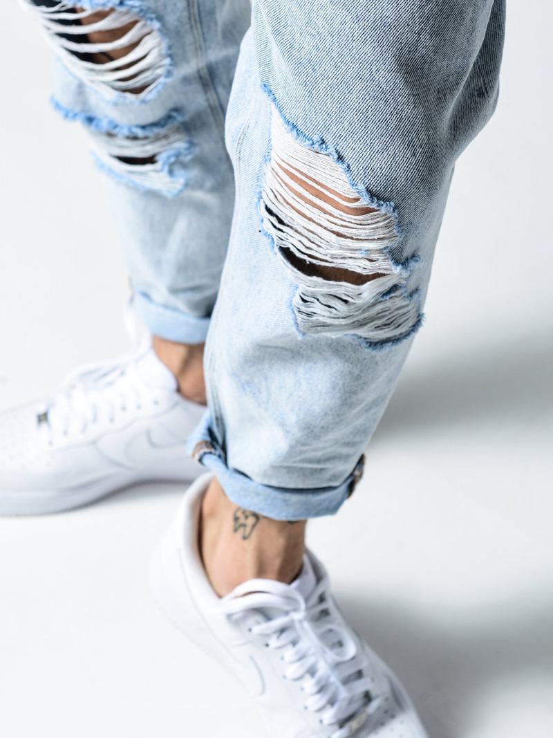 Zgrywanie Slim Jeans Dla Mężczyzn Dżinsy Ołówkowe Dopasowany Krój Modne Do Jazdy Ulicznej Lokomotywa Odzież Imprezowa Denim